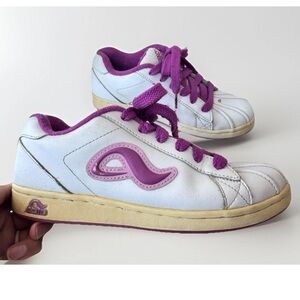 Vintage Adio Pink Magenta & White Lace Up Chunky Sneakers Skate shoes Size 8